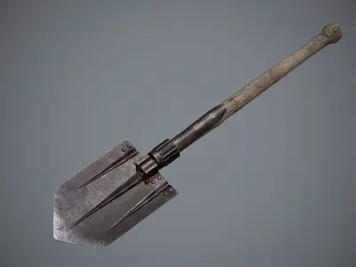 Shovel Old Painted Low-poly 3D model