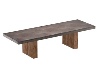SOLANO CONCRETE TEAK RECTANGULAR DINING TABLE 3D model