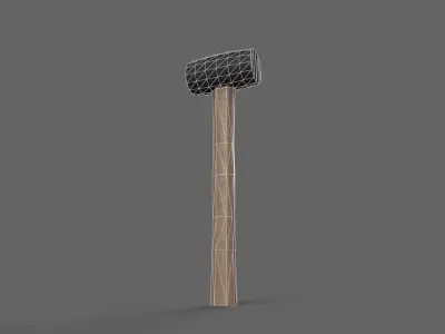 PBR Rubber Mallet Hammer Wood1 Low-poly 3D model