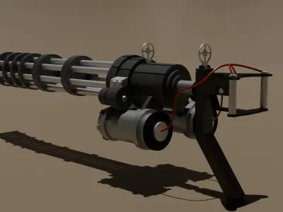 GATLING MACHINE GUN Low-poly 3D model
