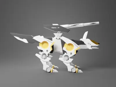 Wolf robotics model with military weapon 3D model