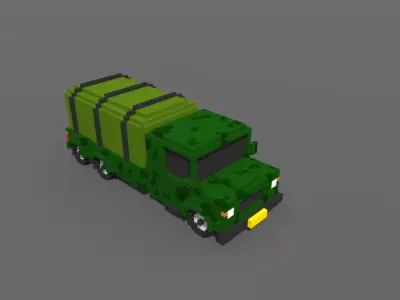 3D voxel military van Low-poly 3D model