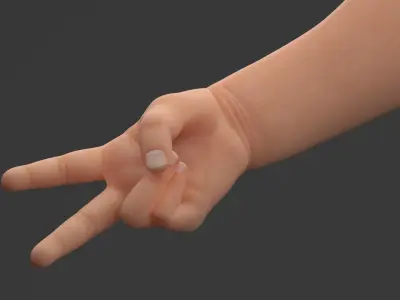  Caucasian Baby Hand Victory Gesture 