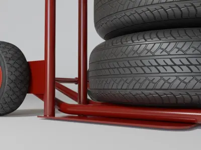 Wheel hand truck with tires 3D model