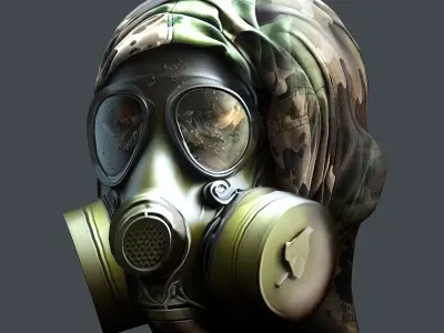 helmet Gas mask  3d model military combat Low-poly  Low-poly 3D model