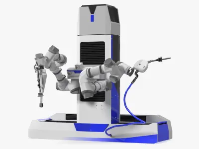  Smart Gas Pumping Robot Blue Housing Rigged for Cinema 4D 