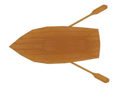 Wooden Boat - Hand Painted 3D model