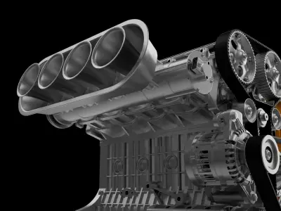 V4 car piston engine 3D print model