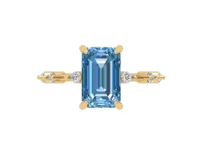 Emerald Solitaire Ring 3D print model 50