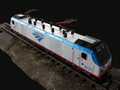 Siemens ACS-64 Locomotive AMTRACK Low-poly 3D model