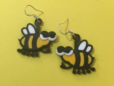 Angry Bee Earrings 3D print model