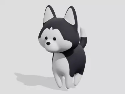 Cute husky dog  3D model