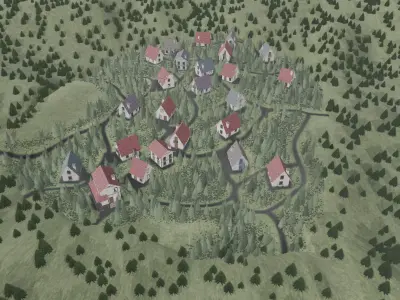 Charming Pine Forest Village Semi-Realistic Cozy Environment 3D model