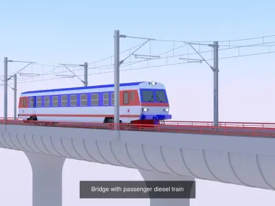 Tram and train bridge 3D Model Pack