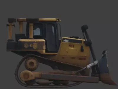 Haunted Industrial Bulldozer 3D Model Low-poly 3D model purchase