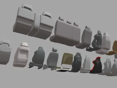 Mega Car Seat Pack Low-poly 3D model