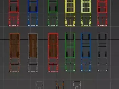 Low Poly Vehicles trucks and trailers Low-poly 3D model