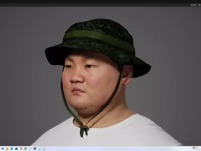 Military Digital Camo Boonie Hat Low-poly 3D model