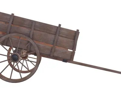 wooden cart 3 3D model