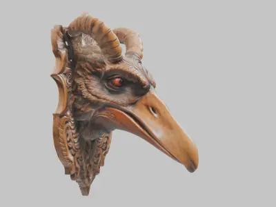 Stylized Bird Skull head wall mount Mask 3D Model Low-poly 3D model