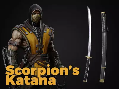 Scorpion Katana  Mortal Kombat Low-poly 3D model