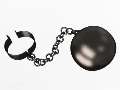 Handcuff ball and chain Low-poly 3D model
