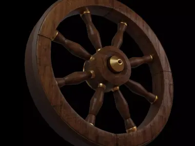 Wooden Wagon Wheel 3D model