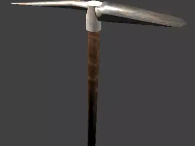 pickaxe metal axe with wooden handle 3D model
