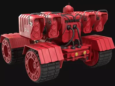 UGV Concept-3-Red-Clean Low-poly 3D model