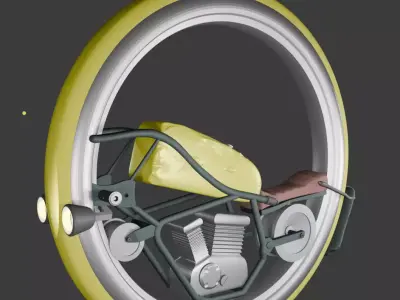 One  wheel motorcycle Low-poly 3D model