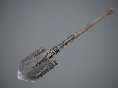 Shovel Old Painted Low-poly 3D model