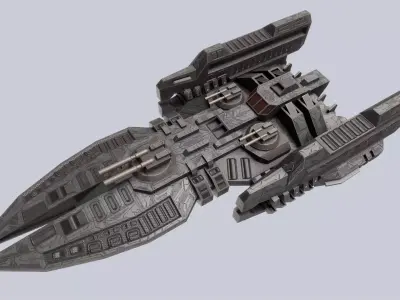Spaceship Low-poly 3D model 9