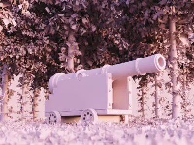Medieval Realistic Low Poly Cannon Low-poly 3D model
