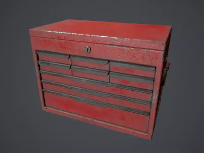 Red Tool Chest  - Tool Box  Low-poly 3D model