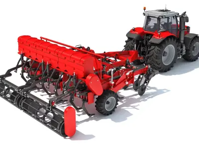 Tractor with Seed Drill 3D model order