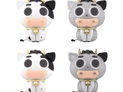 cow 3d cartoon Low-poly 3D model