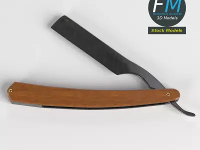 Vintage straight razor 3D model purchase