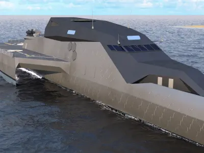 Blue Shark Frigate Rigged for Maya 3D model