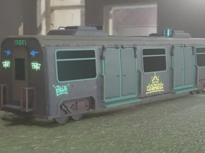 Cyber train  Game Ready Low-poly 3D model Low-poly 3D model