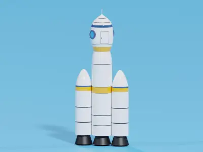 Cartoon Space Rocket 3D model purchase