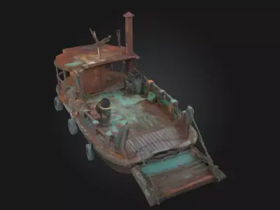 Rustic Riverboat  Drift Through Timeless Waters 3D model