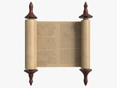 Ancient Scroll With Wooden Rods Old text 01 3D model