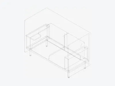 Sofa - Contemporary - Flame Work Shelf - Left - Armrest Shelf Low-poly 3D model