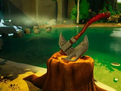 Stylized single-handed Dwarven Axe weapon 01 3D model