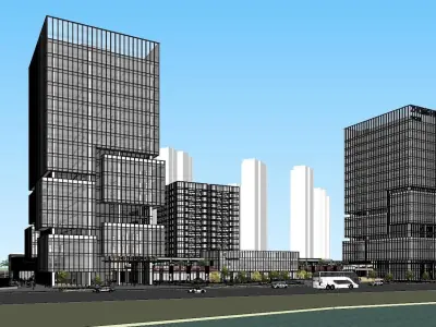SU model of office and commercial building in Nansha 3D model