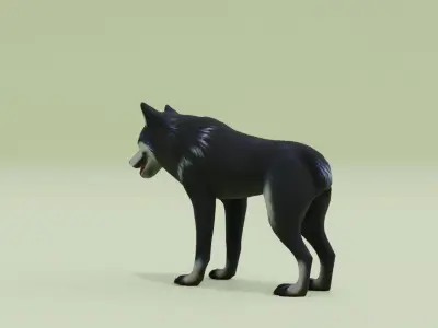 Wolf Black Animal Free low-poly 3D model