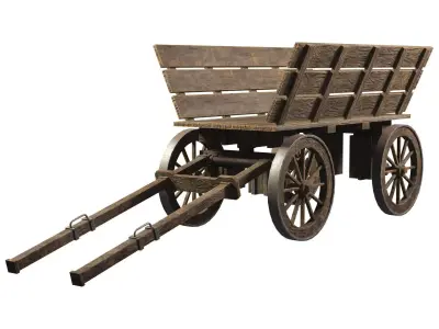 Medieval Wooden Cart 1  Low-poly 3D model