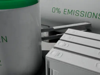 Green hydrogen energy h2 tank Low-poly 3D model