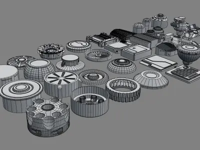 Scifi kitbash kit 3D model