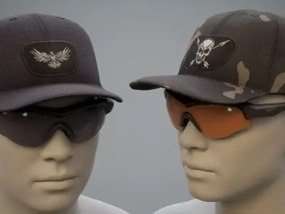 Tactical Sunglasses Baseball Cap 01 Low-poly 3D model